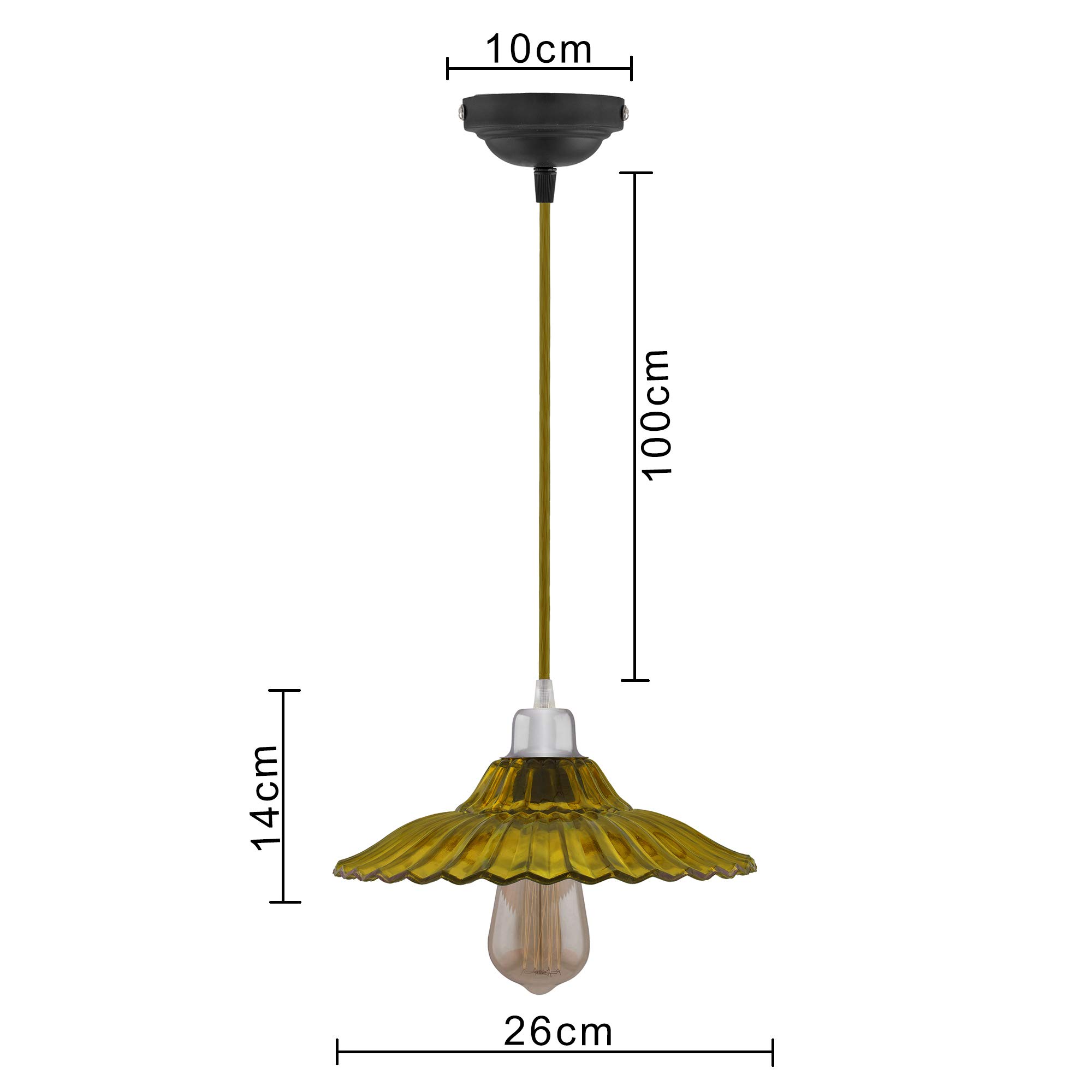 Vintage Yellow Pendant Light - Retro Industrial Chandelier -6