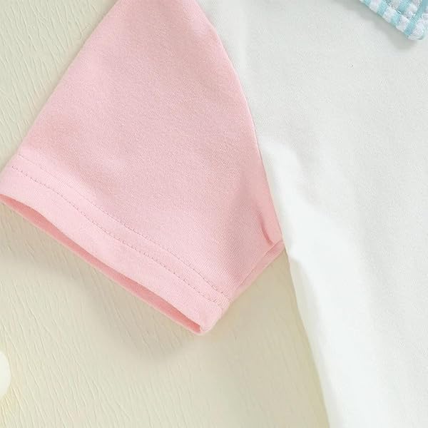 JENJON Conjunto Ropa para Niños Pequeños Manga Corta con Cuello Vuelto Camiseta Polo Lisa/Estampada y Pantalones Cortos 2 Piezas Chándal Traje para Verano - 4