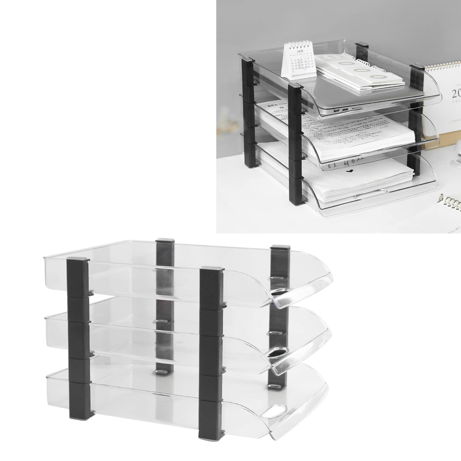 Cocoarm Vassoio per Documenti da Scrivania Vassoio per Documenti da Scrivania in Acrilico Organizzatore di a Strati Design con Slot per Schede Impilabile Accesso Aperto Ventilato per da Ufficio (#4)