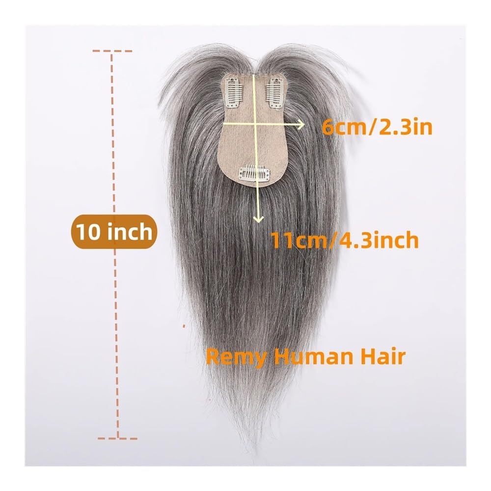 Haarteile für die Körperpflege für Echthaare von Frauen, 360°-3D-Abdeckung für den mittleren Pony für Haarverlängerungen von Frauen,Grey