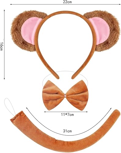 Miniatura 2 de Kirei Sui Diadema y tutú para niños y adultos, diseño de mono dorado y marrón