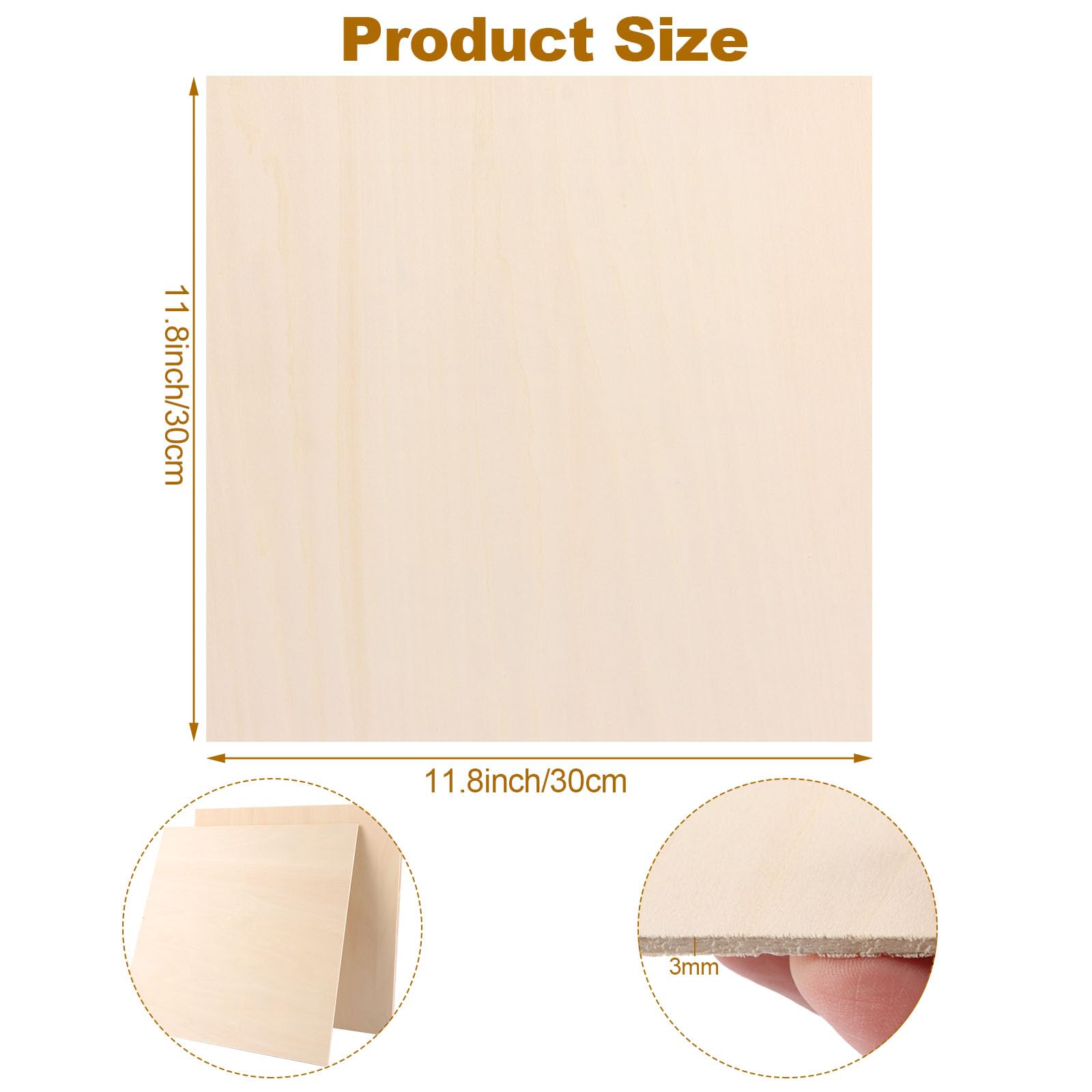 JMIATRY Balsaholzplatten, 300 x 300 x 3 mm, Sperrholzplatten, unlackierte Lindenholzplatten für Heimdekoration, DIY-Handwerksprojekte, Holzhandwerk-Modell, Malen und Gravieren, 15 Stück