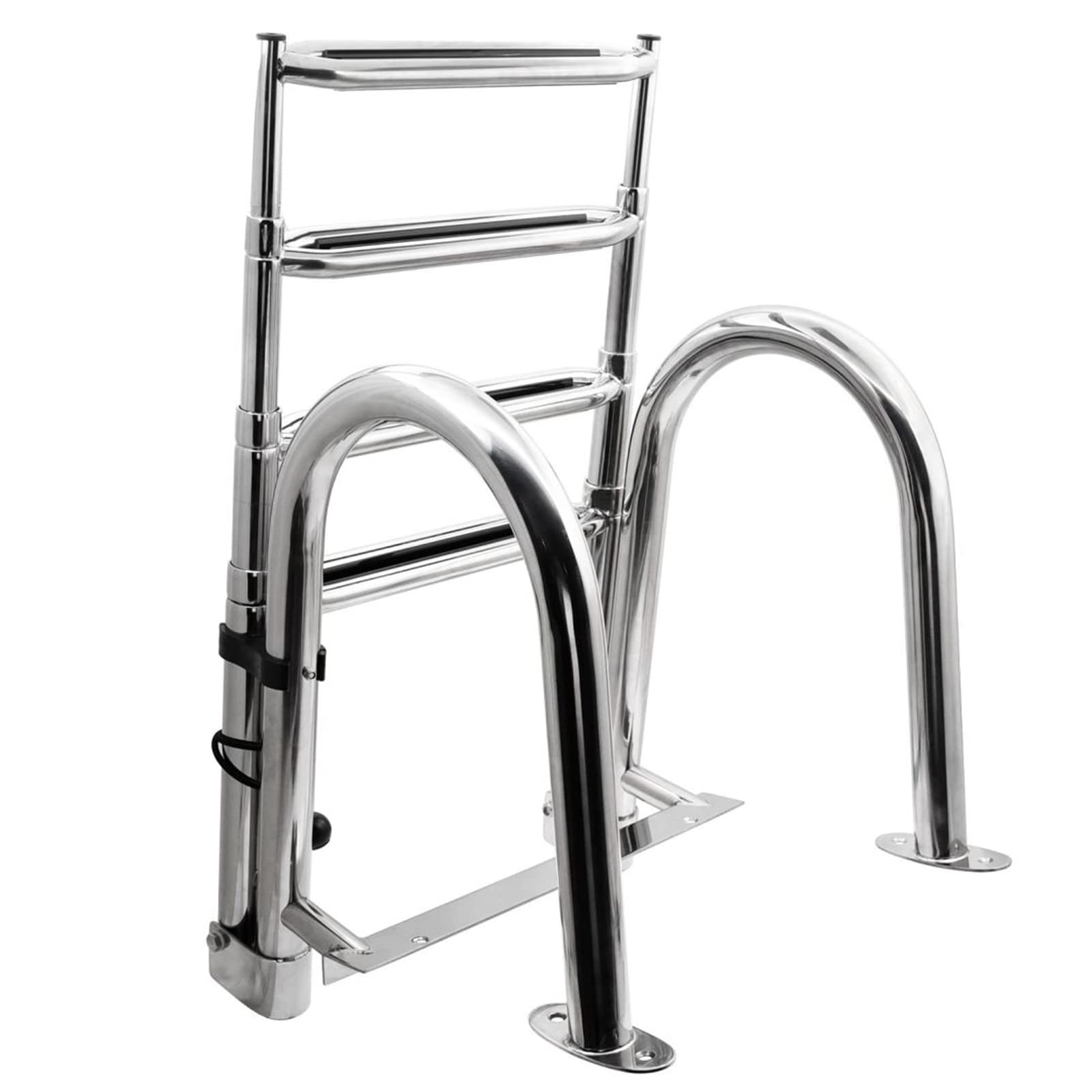 KAOLALI Escalera Piscina Escalera de Barco​ Plegable 4 Peldaños Acero Inoxidable con Entrada Trasera, Telescópica (Capacidad 200 kg)