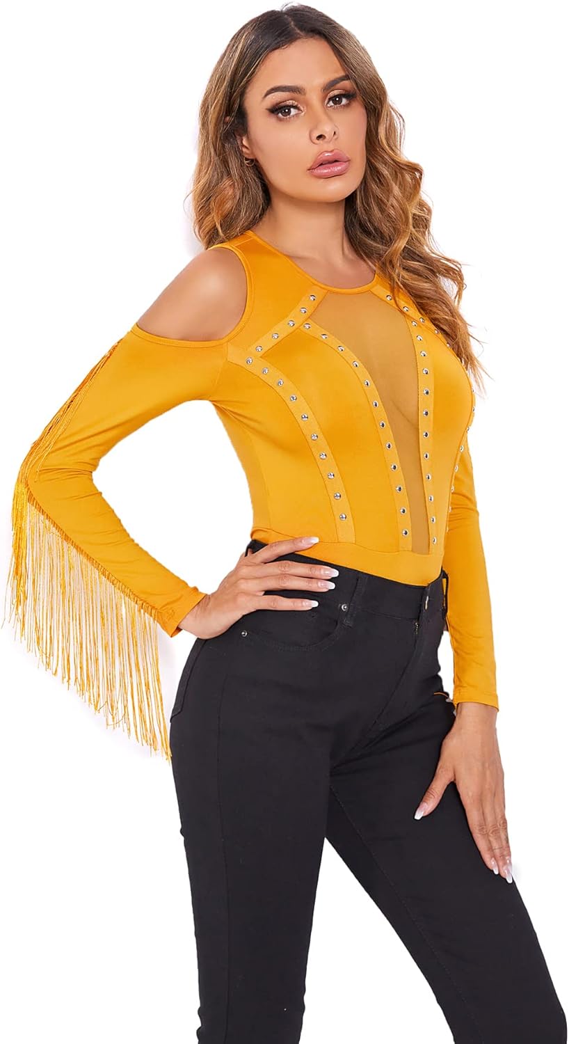 Cold Shoulder Mesh Jumpsuit