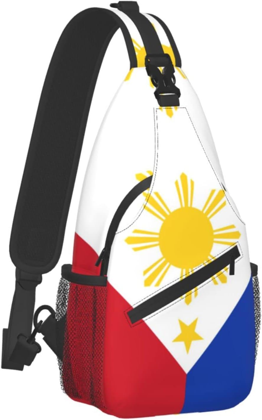 Hicyyu フィリピン国旗 - 5 アウトドア クロスボディ ショルダーバッグ ユニ ヤングアダルト ハイキング スリングバックパ