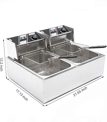 Miniatura 2 de Xriziray Freidora eléctrica de 5000 W 12 L con 2 cestas de doble tanque freidora eléctrica profesional de mesa restaurante cocina freidora