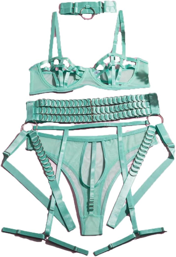 Hdhdeueh Women Sensual Lingerie Hollow Bra 3-Piece