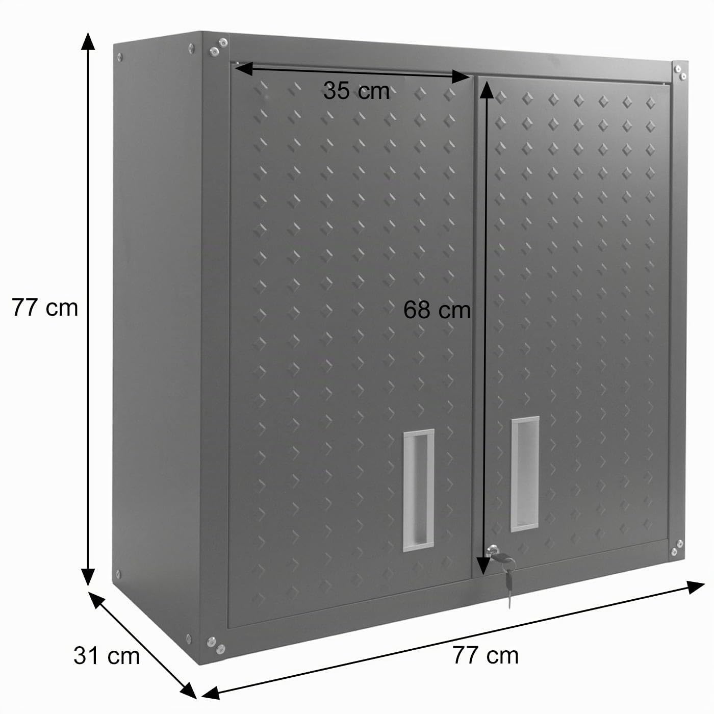 Mendler Armario colgante HWC-O52, armario de pared, garaje, con cerradura, de acero 77 x 77 x 31 cm - gris claro