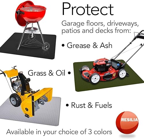 Miniatura 3 de Resilia - Alfombrilla de garaje, evita manchas - Patrón decorativo de placa de diamante en relieve - Negro, 3 pies x 4 pies