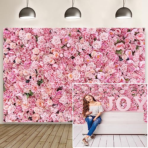 Aoihrraan 3x2m Hochzeit Blume Wand Hintergrund Rosa Rose Blumen Romantisch...