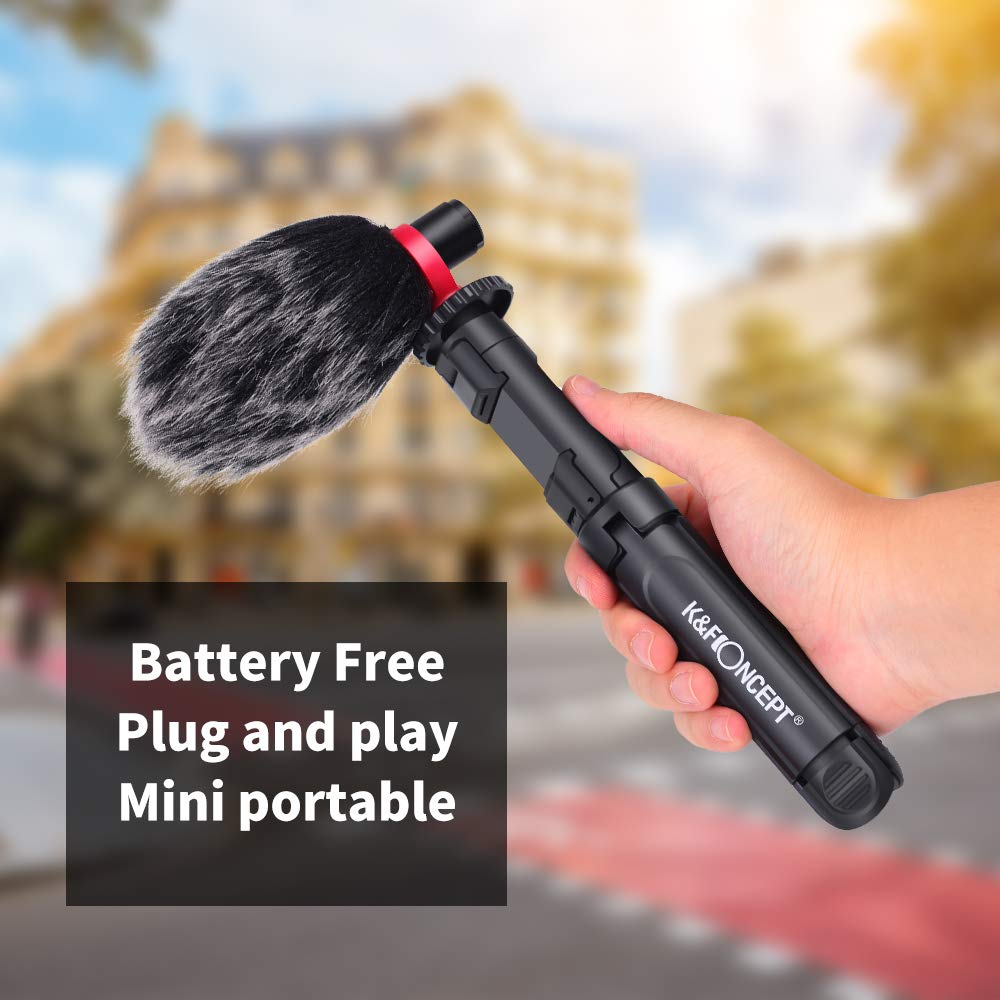 K&F CONCEPT Microfono per Fotocamere CM600, VideoMicro Microfono Direzionale con Treppiede, Microfono Kit per Fotocamere, videocamere