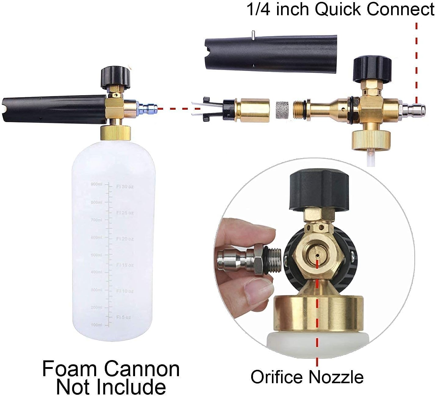 M MINGLE Foam Cannon for Pressure Washer, Foam Cannon Orifice Nozzle Tips, with 5 Nozzle Tips