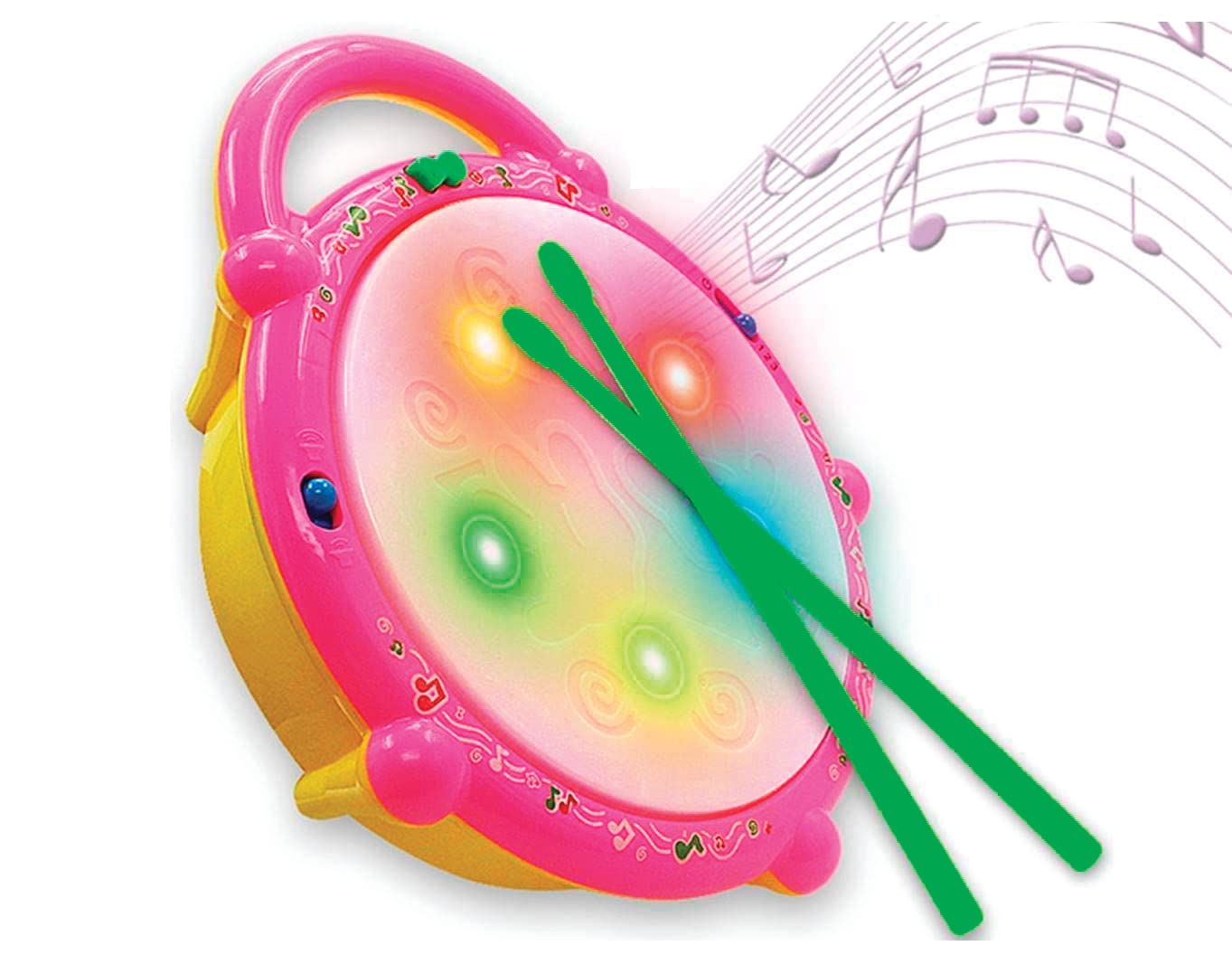 Gooyo GY168-23 Battery Operated 3D Flash Drum Toy with Flash Light & Music Effects | Dynamic Musial Instrument Toy with 2 Mallets for Toddlers | Blue Color, Power Source: 3xAA Battery (Not Included)