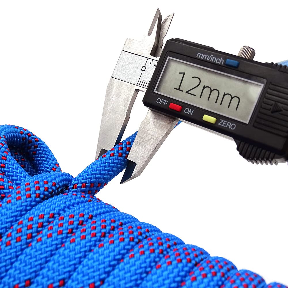Cuerda de Escalada de 12 mm Equipo de Roca para árboles al Aire Libre Montañismo Línea de Vida Equipo de Seguridad de Supervivencia de Emergencia Escape Rescue Cuerda estática-Azul 20m, CN