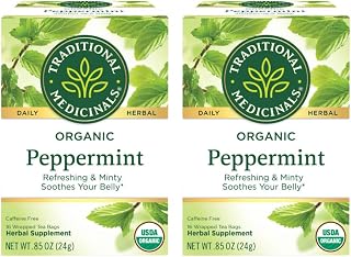 Traditional Medicinals Organic Herbal Tea Peppermint - 16 Tea Bags Each/Pack of 2
