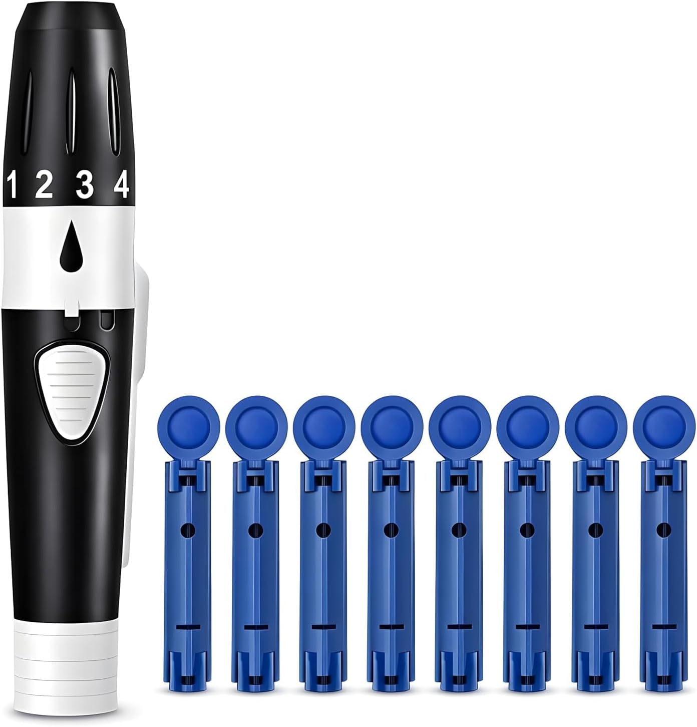 Lancing Device Pen 5 Depth Settings Pain-free with Round Lancets (Combo: Lancing Pen + 100 Lancets)