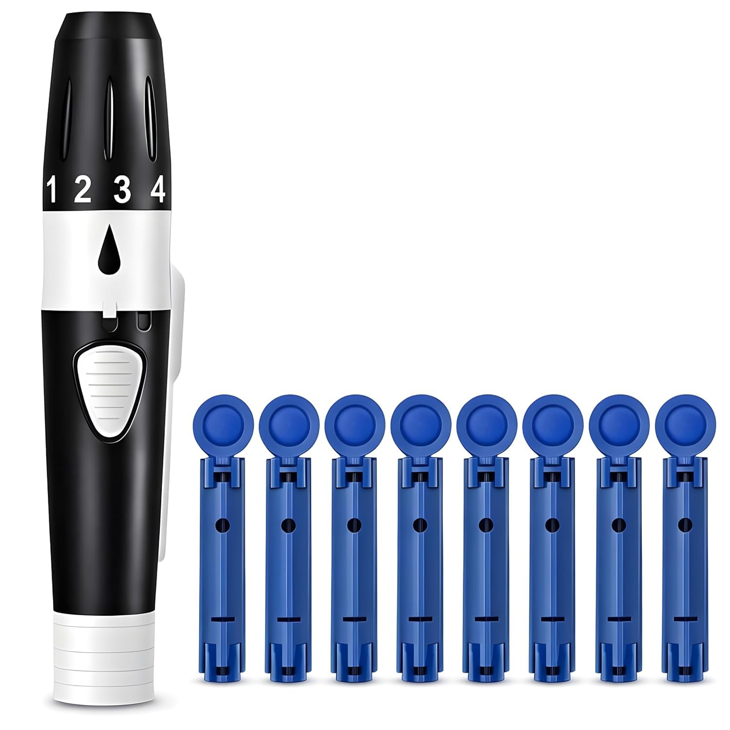 MCP Lancing Device Pen 5 Depth Settings Pain-free & 100 Round Lancets Gamma Sterilized 30G (Compatible for use with all brands of Glucometers)-picture-14