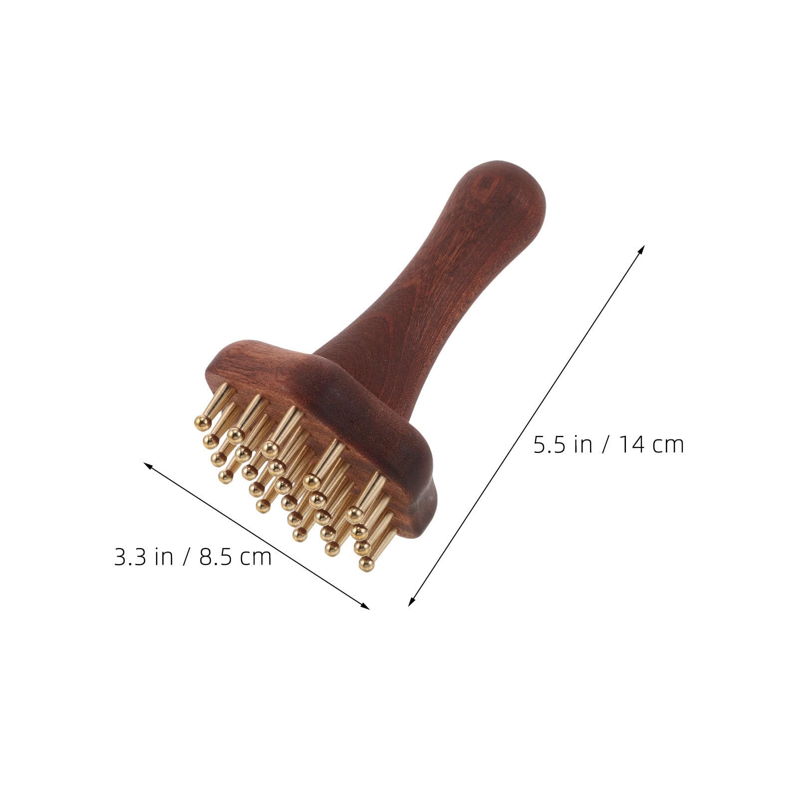 Kisangel Peine masajeador ergonómico de madera y latón con 24 dientes para cuidado corporal y capilar, ideal para spa en casa, pack de 2 unidades