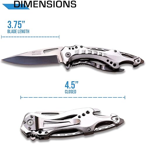 Miniatura 68 de MTECH USA Serie MT-A705 - Cuchillo plegable asistido por resorte, clip de bolsillo, táctico, EDC, defensa personal Azul plateado