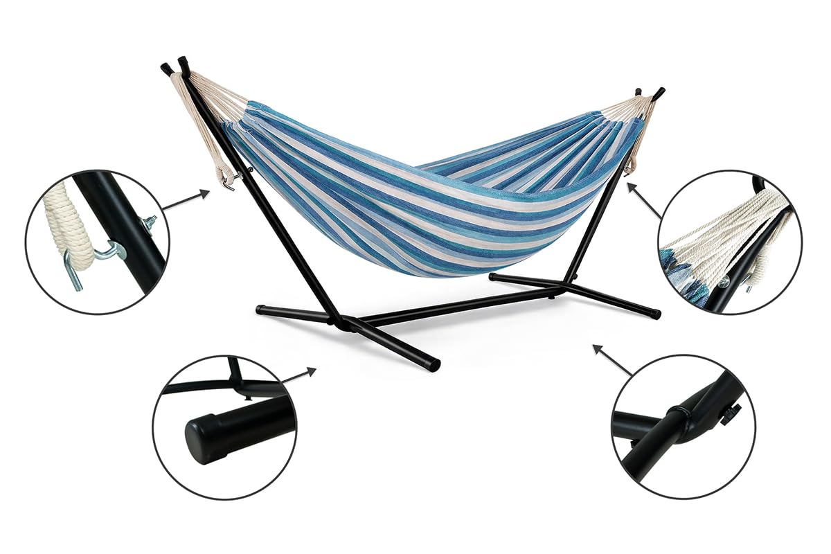 SAMIRA Amaca con supporto da giardino mod. Panama (Blu)