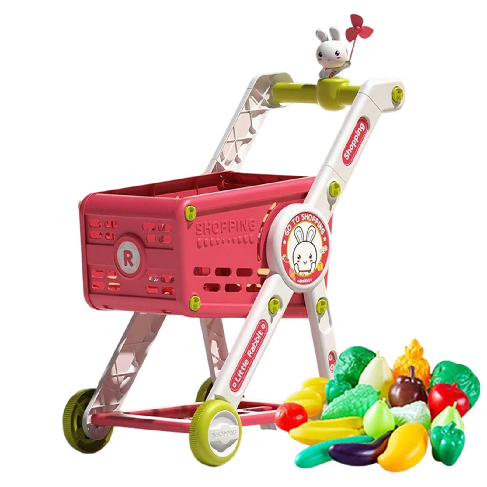 Carrito Compras Infantil Accesorios Cocina Mentira Educativos Interactivos | Carrito Infantil Alimentos Juguete Accesorios de Cocina de Imitación y Carrito de Juego de Roles para Niños de Preescol