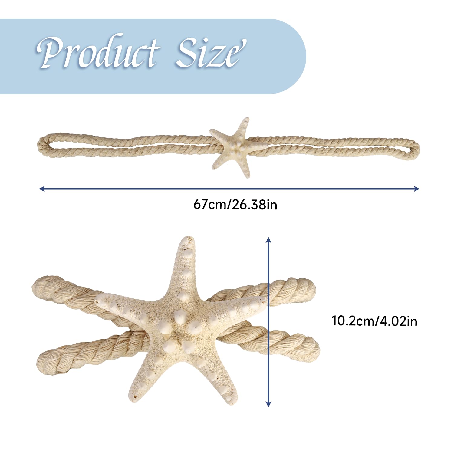 Photo 1 of 2 Pcs Natural Starfish Curtain Tiebacks, Handmade Woven Rope Curtain Curtain Ties Blinds Accessories for Outdoor, Home, Office,Hotel, Living Room Curtain Decoration (Breadfish Starfish)