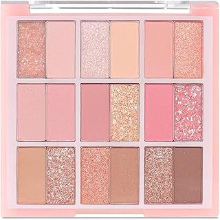 Pink Eyeshadow Palette, 18 Colors Nude Pink Rose Gold Glitter Eyeshadow ...
