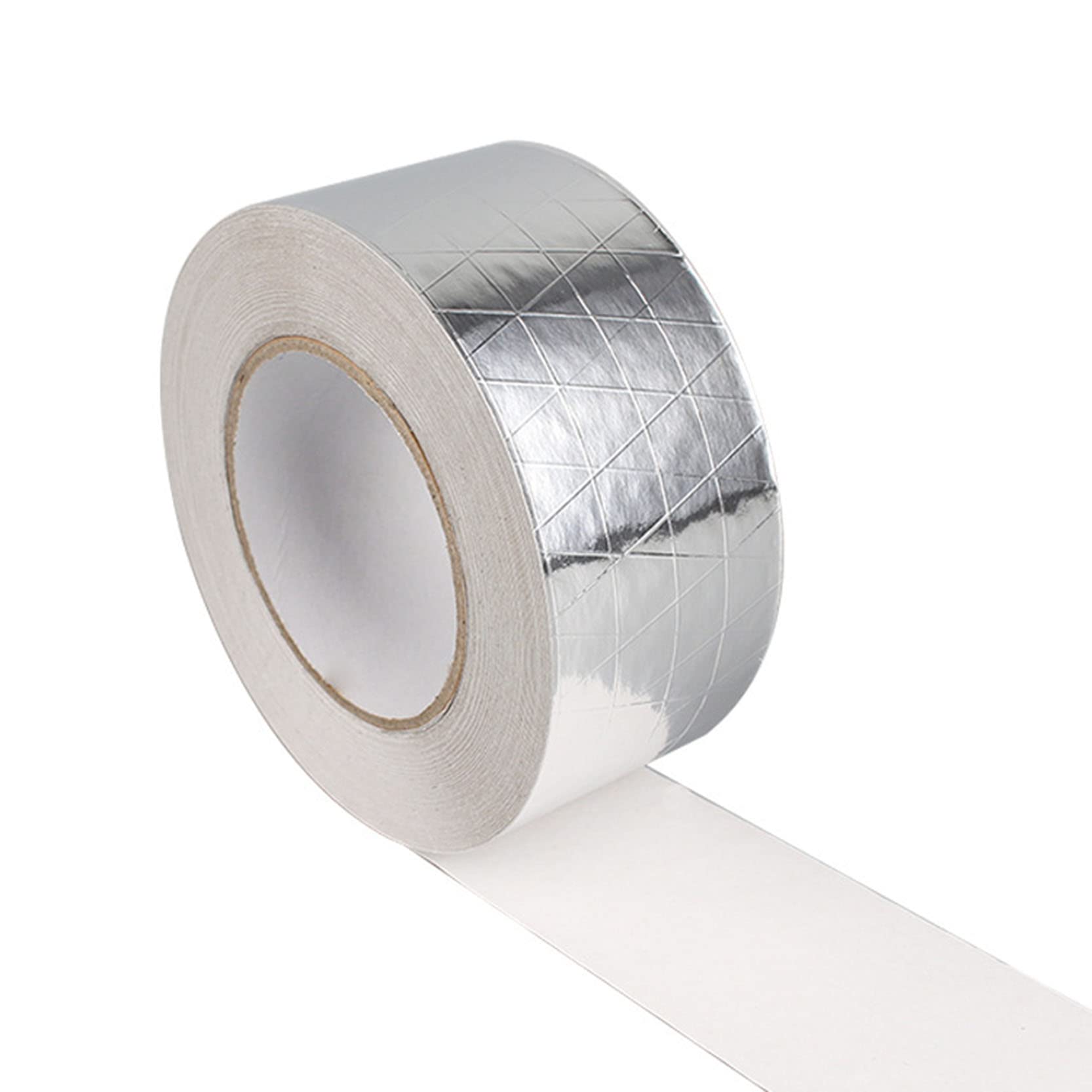 Samoprzylepna taśma aluminiowa ThermoShield chroniąca przed wysoką temperaturą, aluminiowa taśma klejąca wzmocniona siatką szklaną, odporność na temperaturę 25 m (6 cm x 25 m)