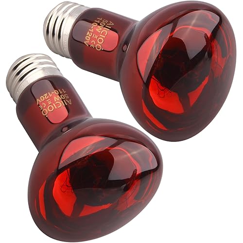 Aiicioo Reptile Red Light Bulb - Reptile Heat Lamp Bulb Infrared Basking Spot Lamp for Bearded Dragon Lizard Turtle Hermit Crab Leopard Gecko Snake Chameleon 50W