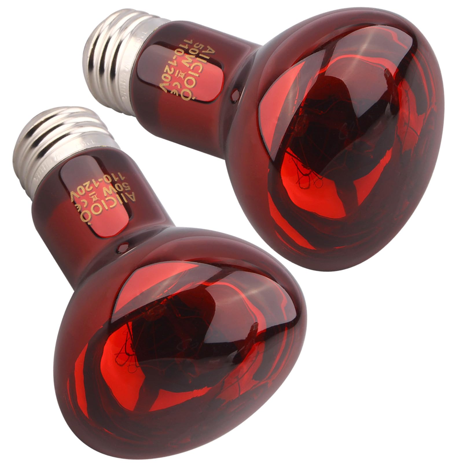 Aiicioo Reptile Red Light Bulb - Reptile Heat Lamp Bulb Infrared Basking Spot Lamp for Bearded Dragon Lizard Turtle Hermit Crab Leopard Gecko Snake
