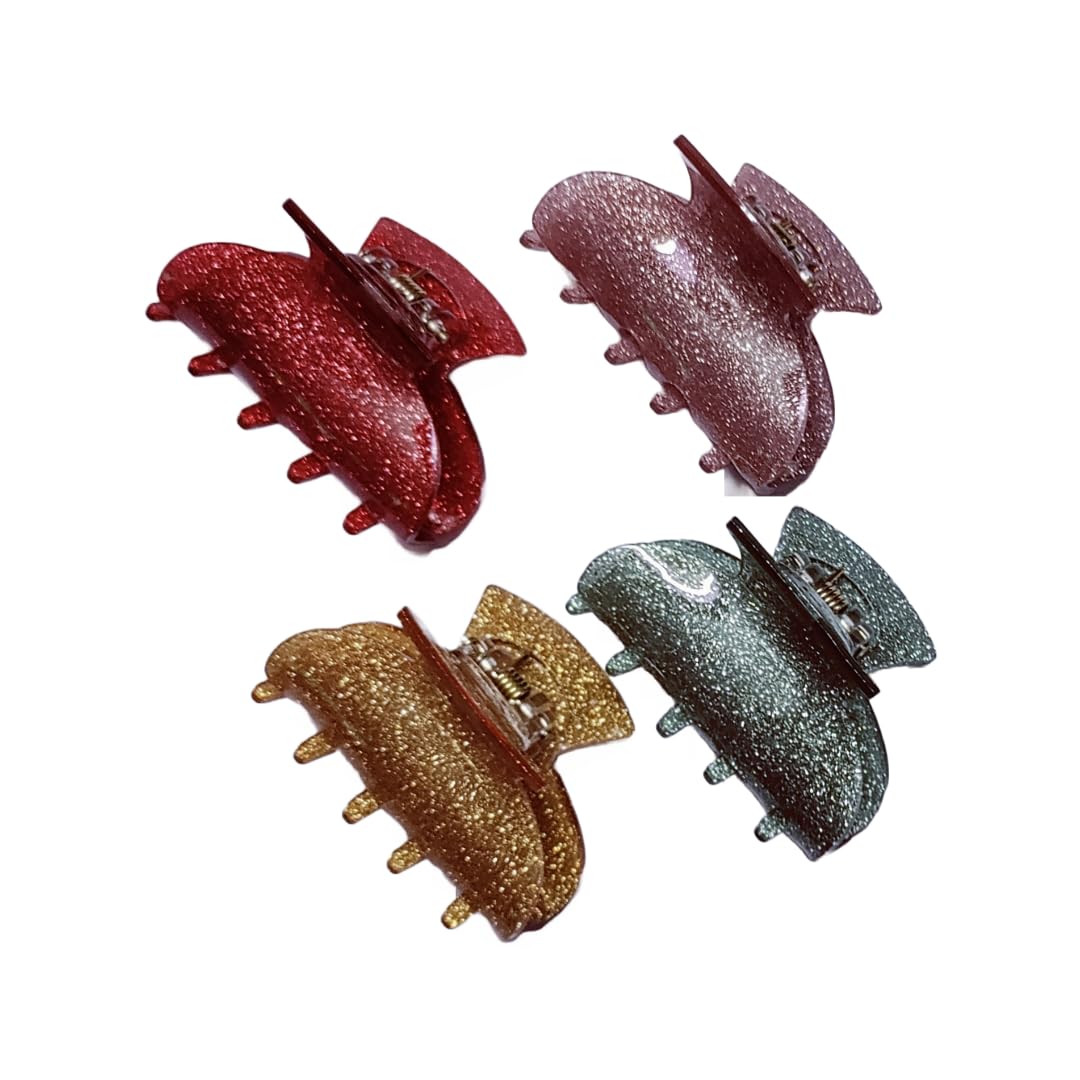 Trendsetter Pack of 4 Multi Color Plastic Shiny Glossy/Glitter Half Hair Claw/Jaw Clips for Women/Hair Clutch for Women & Girls Clamp Hair Accessories for Girls & Women (B09NNWNKRZ) Amazon Price History, Amazon Price Tracker