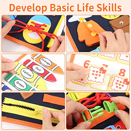 Image of TUNJILOOL Montessori Busy Board - 8-in-1 Sensory Activity Book with Detachable Pages, Travel-Friendly Learning Toy for Fine Motor Skills & Preschool Education