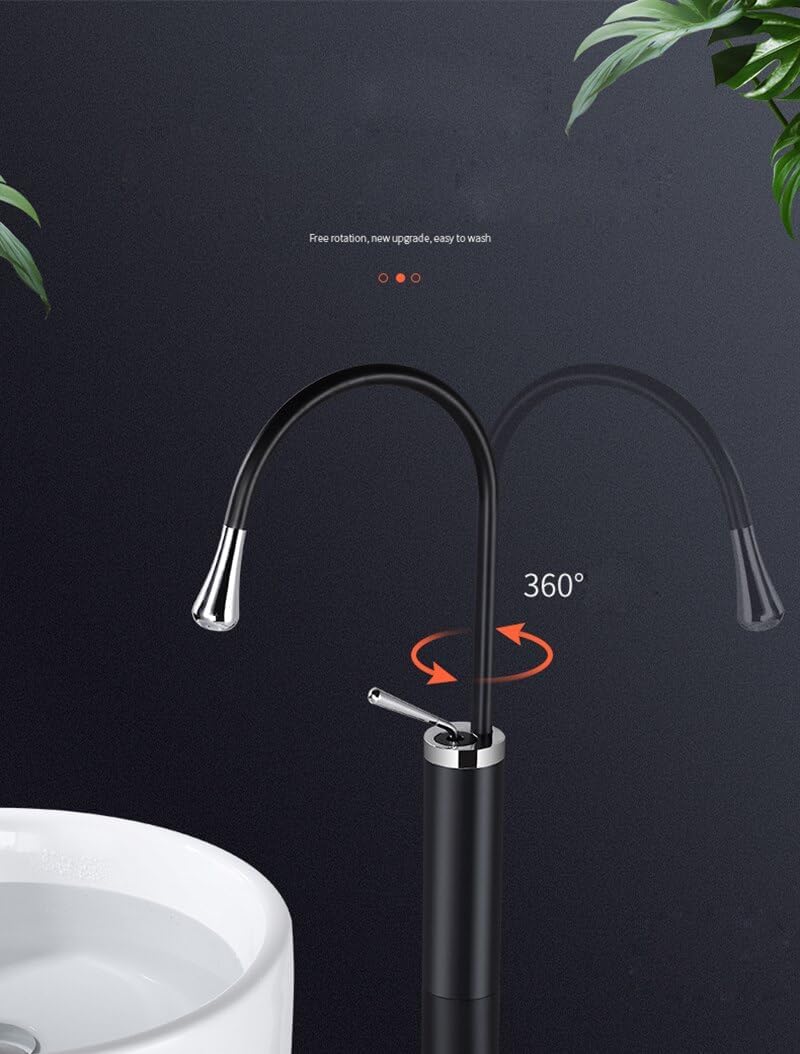 Bathtub Faucets Bath Tub Sink Mixers Floor Mounted Black Finish Brass Free Standing Hot and Cold Bath Faucet Set Luxury Gold Tap(Black)