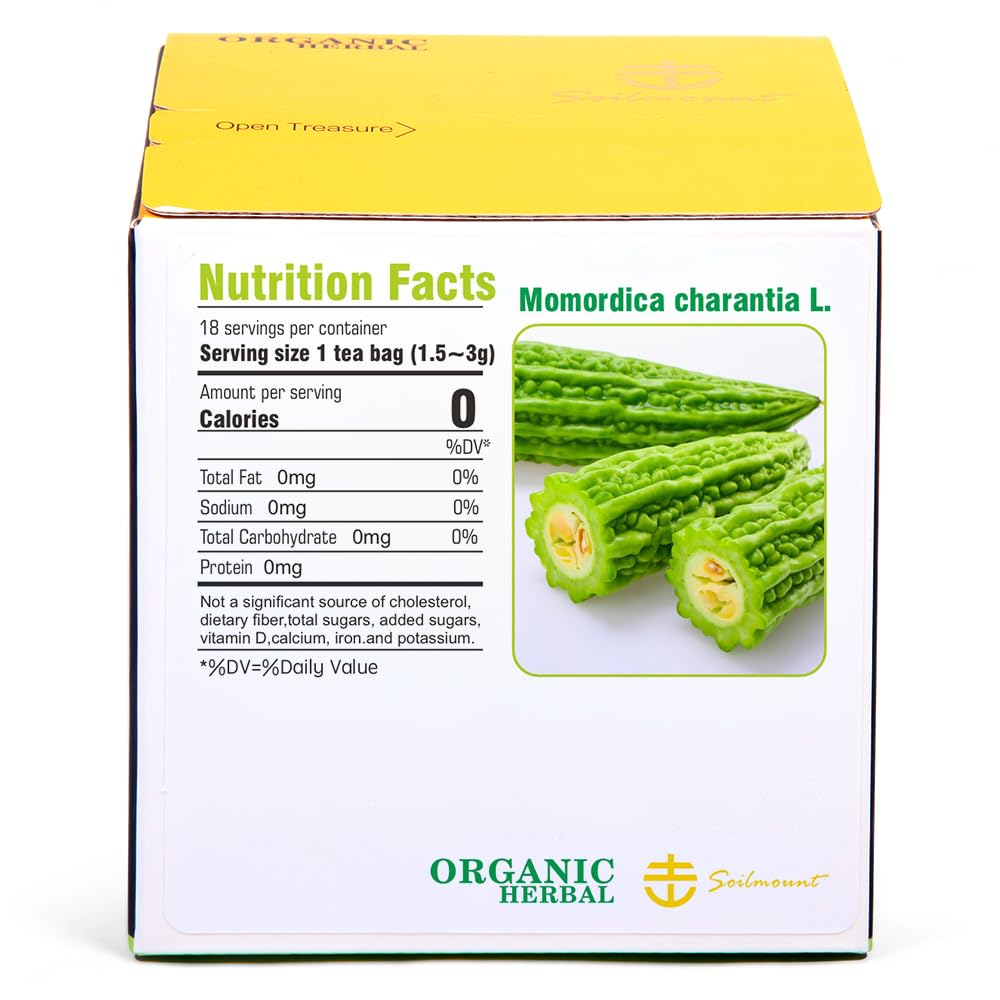 Soilmount - Bitter Melon Tea - |Ku Gua|苦瓜|여주| - Pure Herbal Tea - Natural, Organic, Non-GMO, Clean Ingredients, Caffeine Free (18 Tea Bags, Box 1) - Image 2