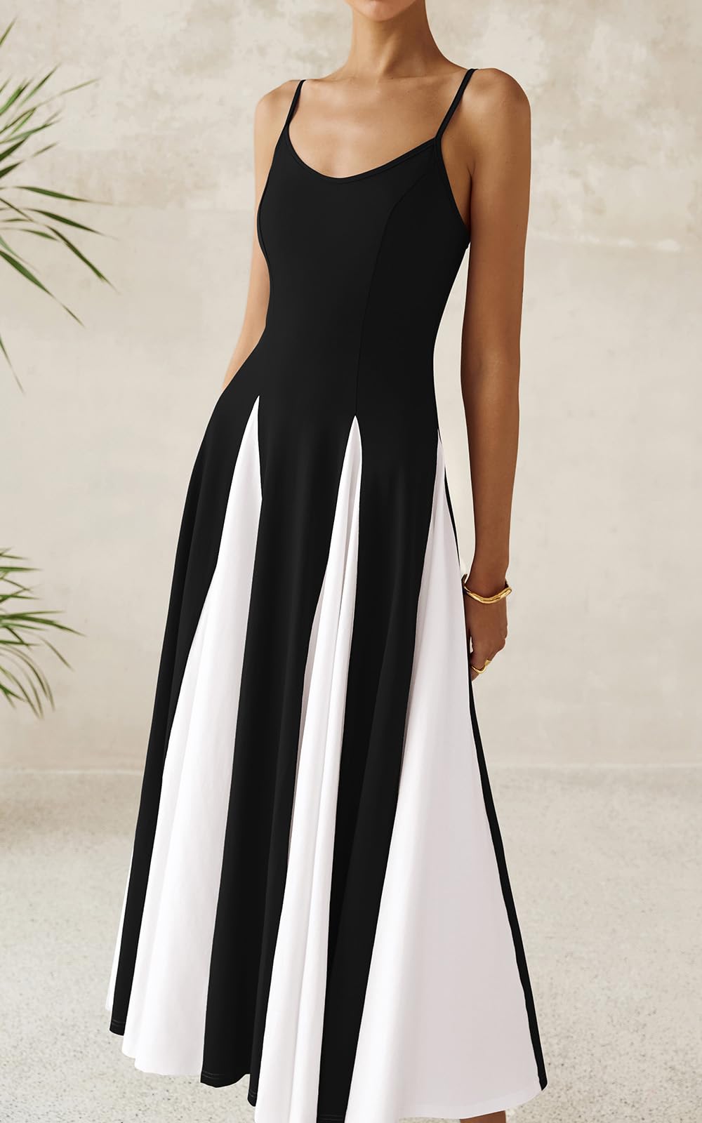 PRETTYGARDEN Abiti estivi senza schienale con spalline sottili per le donne 2025 Maxi abiti fluidi senza maniche Abito da sposa