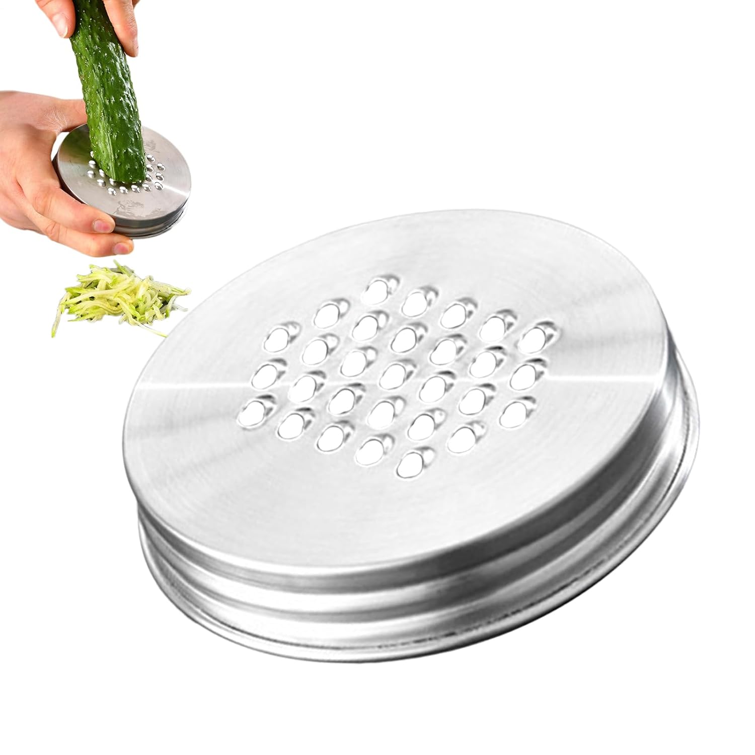 masan Jar Cheese Grater Lid - Stainless Steel Shredder with Rust-Proof Lid Multi-Purpose Kitchen Tool for Cheese Vegetables