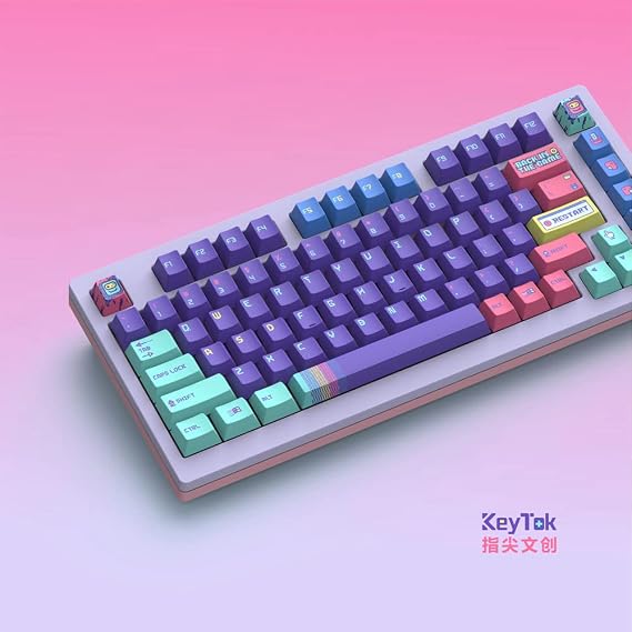 KeyTok Cherry Profile Back in The Game Dye Sub Keycap Set Thick PBT for Keyboard 87 tkl 104 ansi xd64 bm60 xd68 CSTC75 BM87 BM65 (KeyTok BackinGame Kyecap x1)