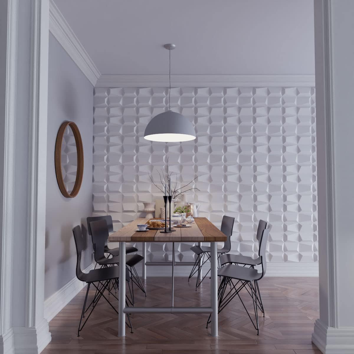White Textured 3D PVC Decorative Wall Panel 19.63" x 19.63"