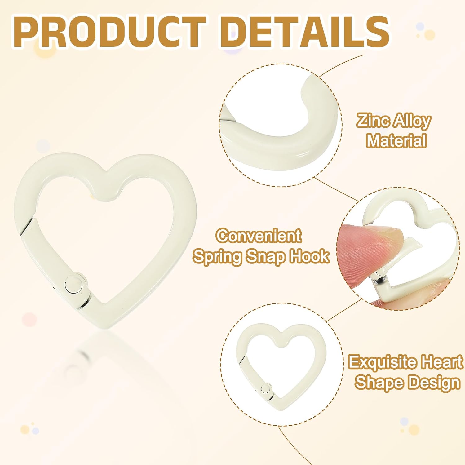 uxcell Heart Spring Clasp, Keychain Clips Snap Hook Cute Key Rings Connector Buckle for DIY Craft Purse Chains Bag Strap image 3
