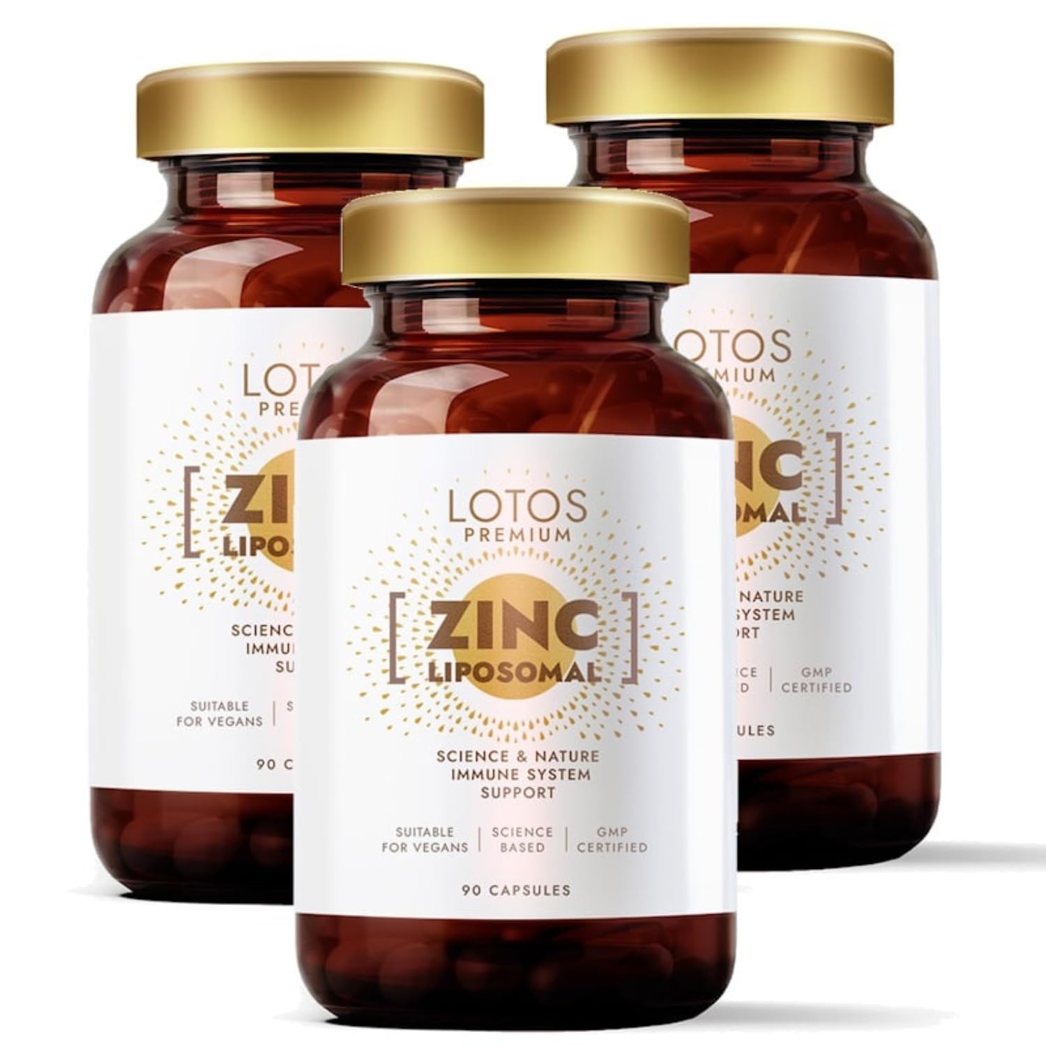 Zink Kapseln Hochdosiert 20 mg - Liposomales Zink mit Hoher Bioverfügbarkeit - Für Haut Haare Nägel & Immunsystem - Vegan - 90 Kapseln 3er-Pack - GMP Qualität