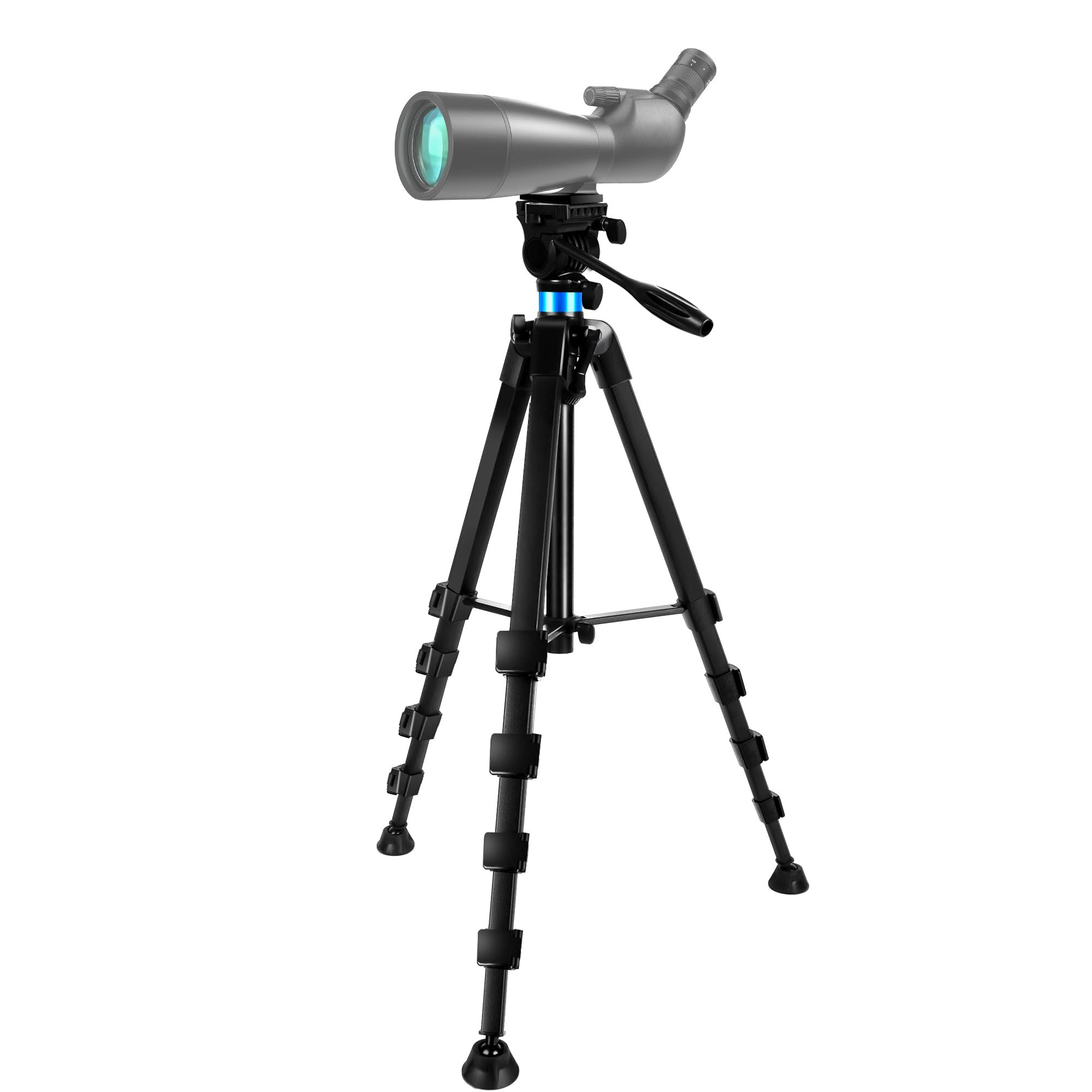 72.4 inch Spotting Scope and Binoculars Heavy Duty Tripod, Shooting Hunting Rest V Yoke Stand with Binoculars Adapter, Compatible with Monocular/