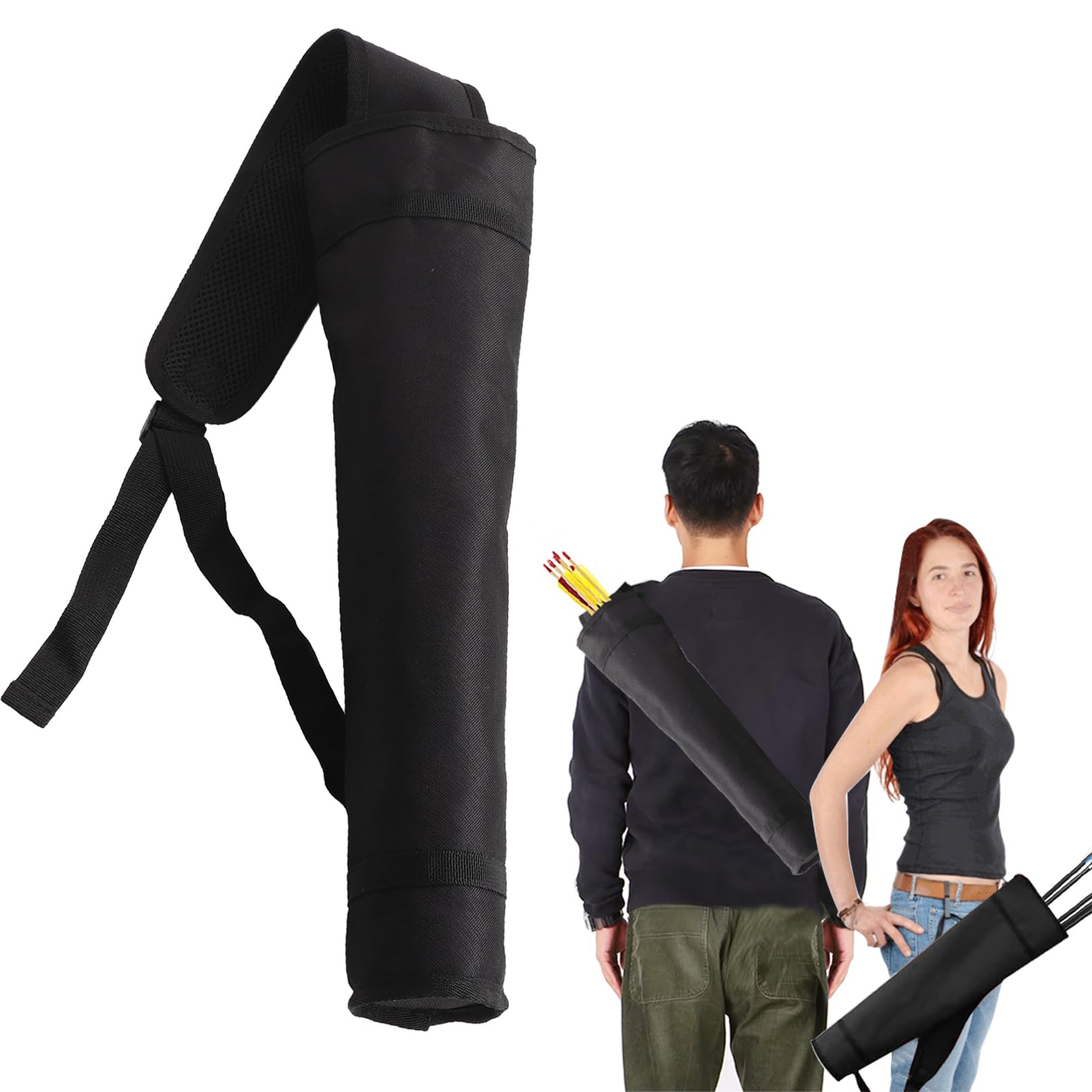BOROCO Carcaj de Flecha Portátil Correa de Hombro Ajustable Bolsa de Flechas Carcaj de Tiro con Arco para Práctica de Tiro de Caza (Negro)