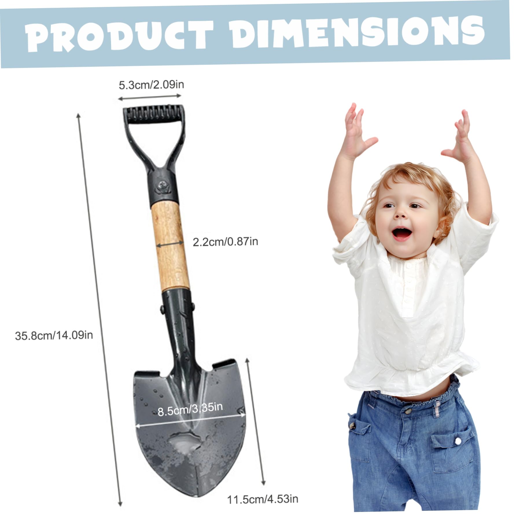 Pala para niños, Pala Redonda de Metal de 14 Pulgadas para jardín, Herramientas de jardinería para niños con Mango en D para Acampar, excavar en la Playa, de Camping, Palas pequeñas para exc