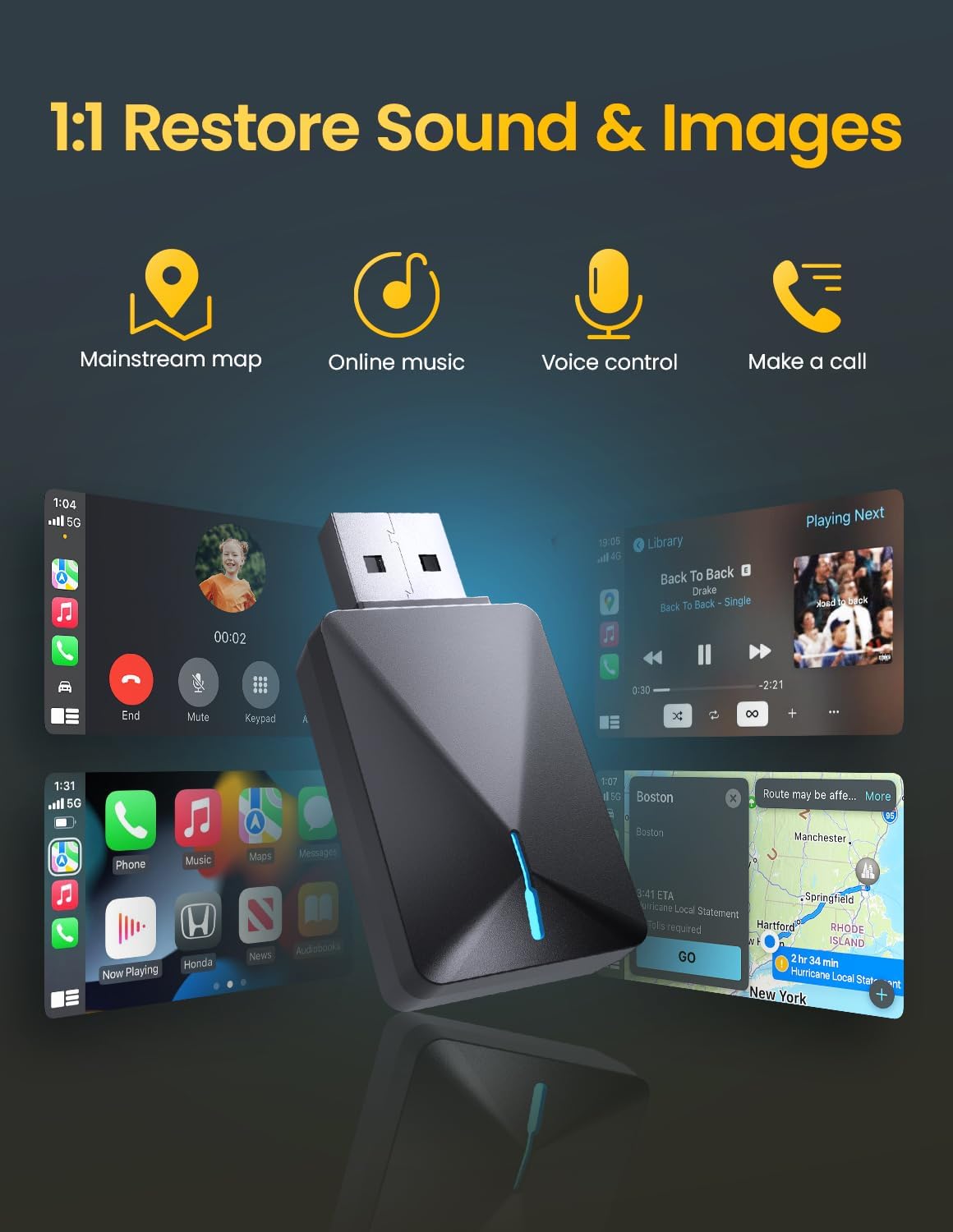 Wireless CarPlay Adapter for iPhone & Android Auto - Plug & Play, Fast Low Latency, Convert Wired to Wireless CarPlay, Compatible with iOS 10+/Android 11+, 2018+ Cars, Smart OTA Update - Image 5