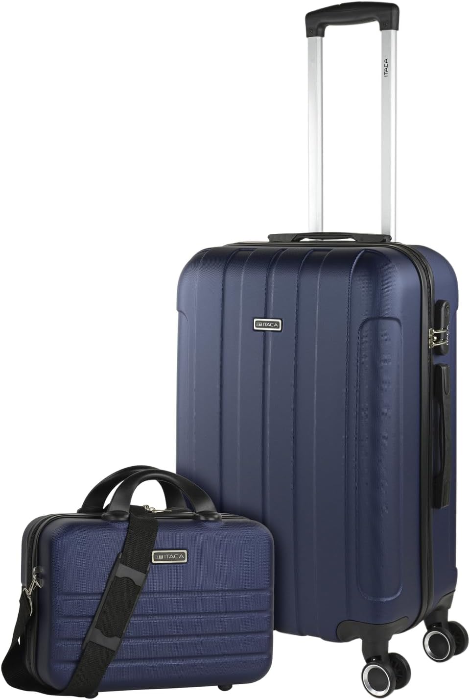 ITACA - Set of Two Rigid Travel Cases 4 Wheels Trolley 55/65 cm ABS. Resistant and Light. Padlock Handles. Small Cab Low Cost Ryanair and Medium. Student. 771115