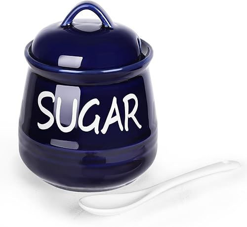 Vista 16 de HAOTOP Azucarero de porcelana con tapa y cuchara 12oz (beige)