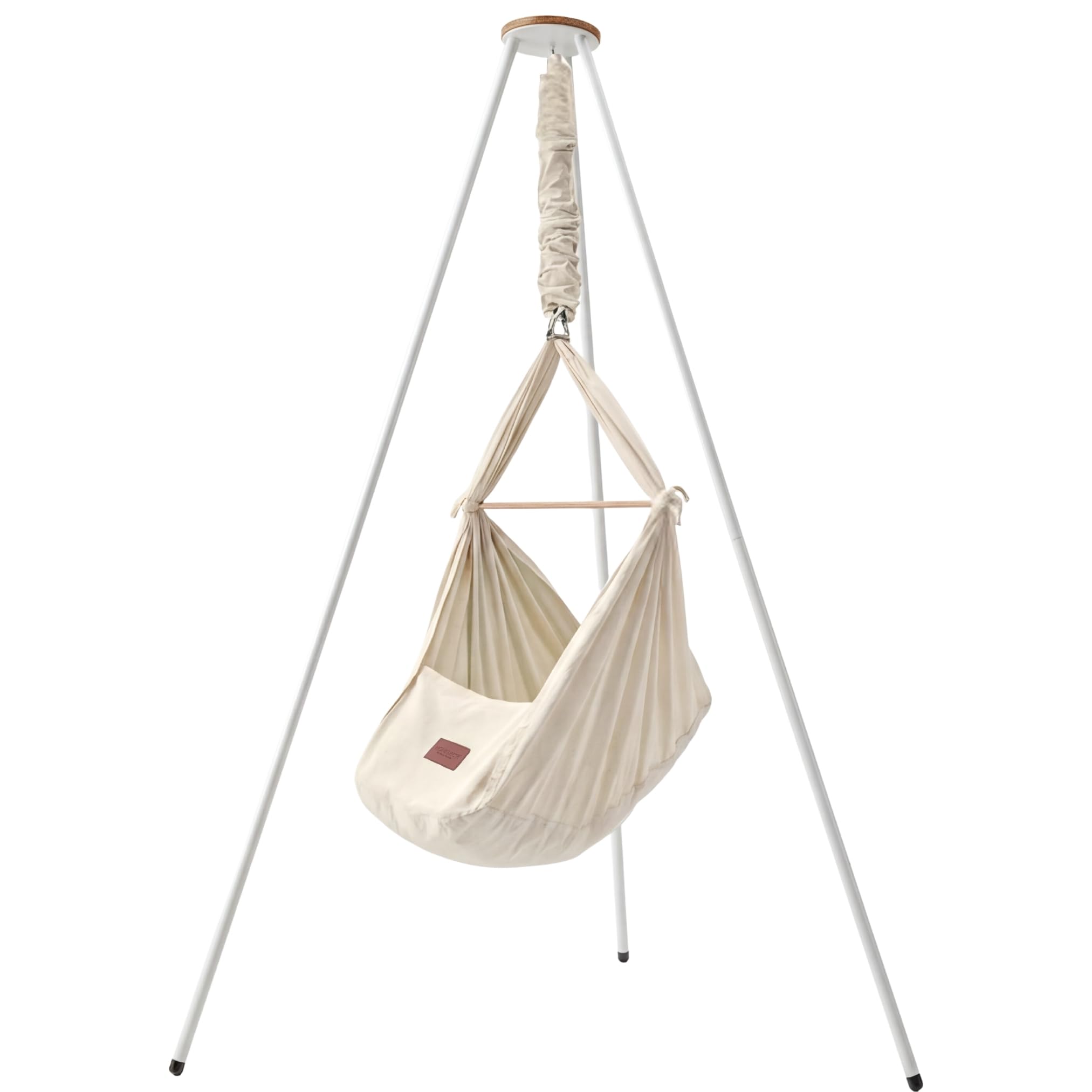 Honigbär Federwiege Set inkl. Standfuß (weiß) – Baby Hängematte TÜV-geprüft bis 40kg – Ergonomisches Nestchen mit Kapok-Matratze – Bio-Baumwolle – Universell motorisierbar - Schlaf wie im Mutterleib