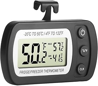GLLP Termometro digitale da frigorifero con grande display LCD Funzione di registrazione max/Min Termometro per cucina casa (colore nero)