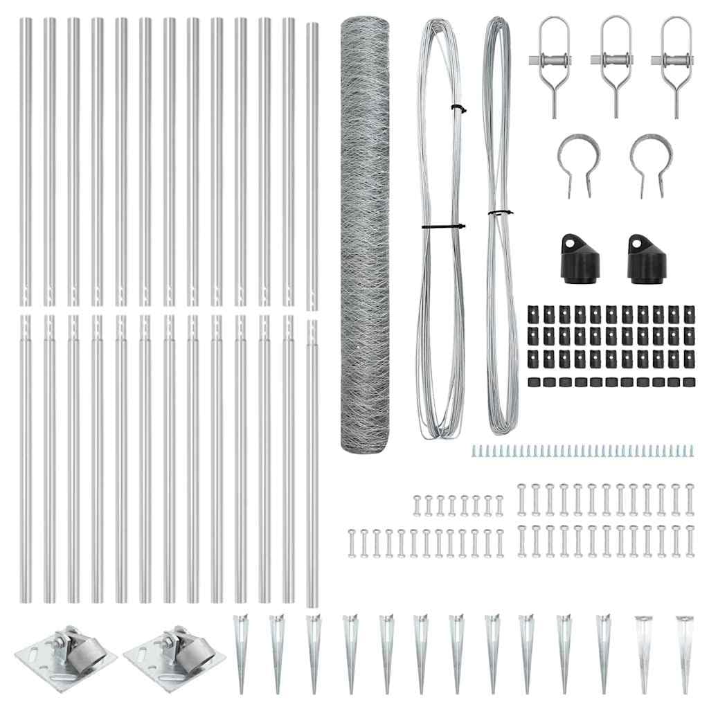 Set di pali per recinzione, 2500 x 120 cm, in acciaio inox, design moderno, robusto e durevole, per giardino, terrazza, cortile, balcone e bordo per laghetto