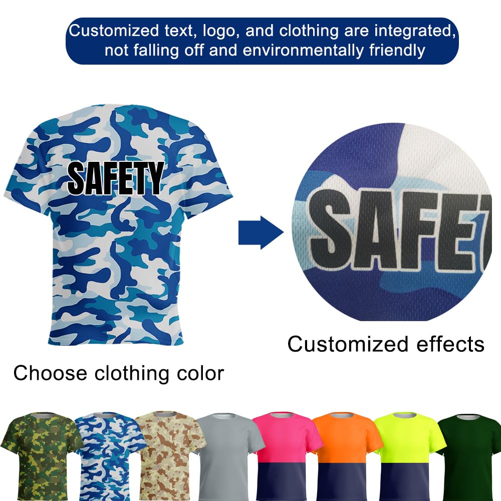 YOWESHOP High Visibility Custom Work Shirts for Men?Short Sleeve Safety T-Shirt?M?Pink Blue4